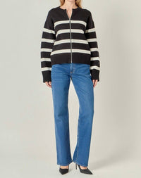 English Factory - Zip Up Striped Sweater