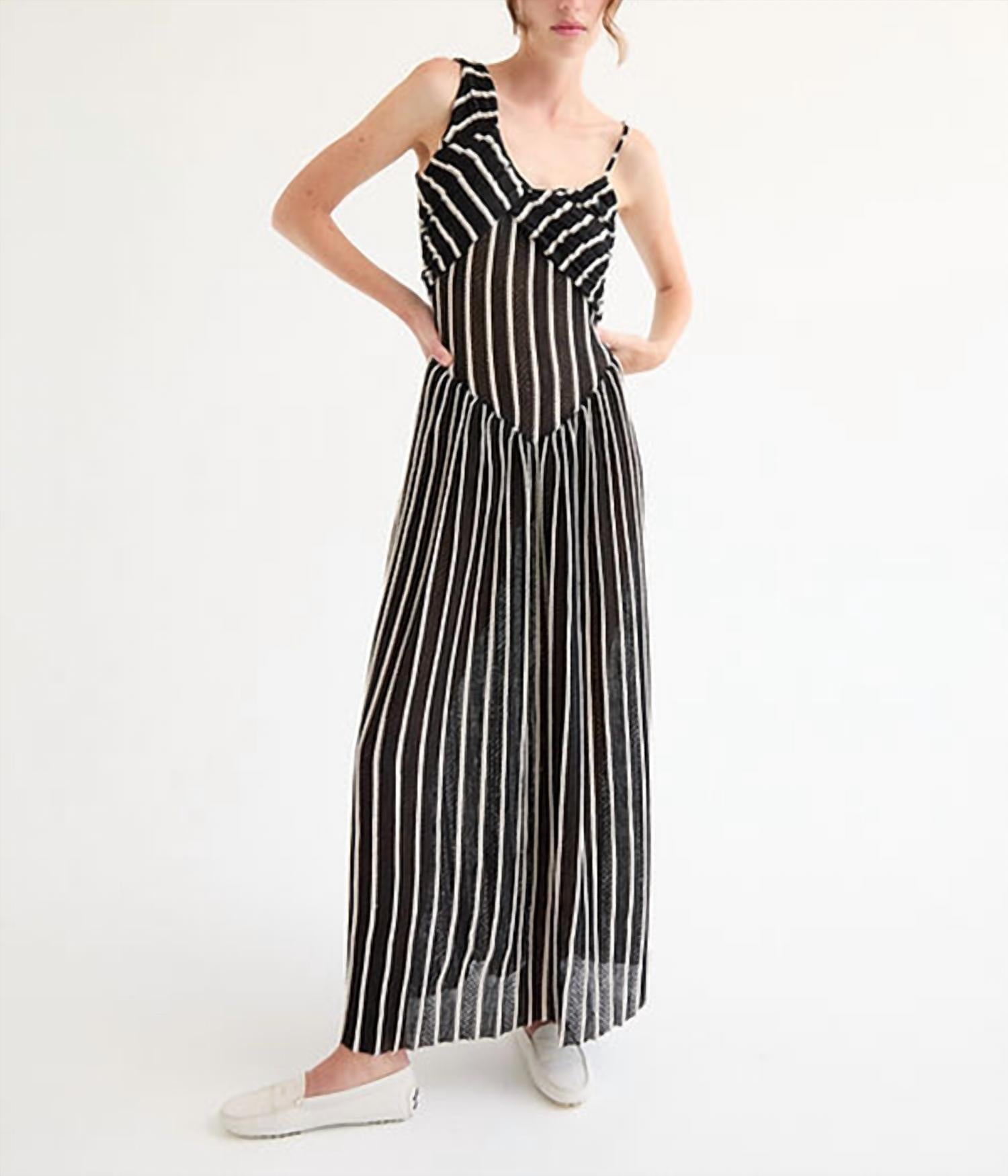 striped knitted maxi dress Cream and Mocha Stripe Knit Maxi Dress