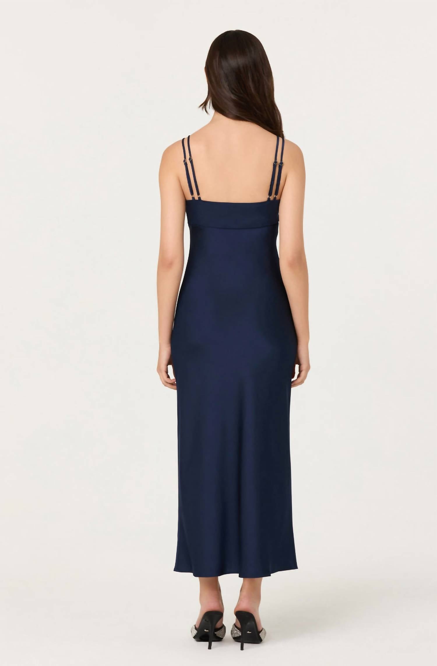 Astr - Nevaeh Satin Lace Trim Midi Dress