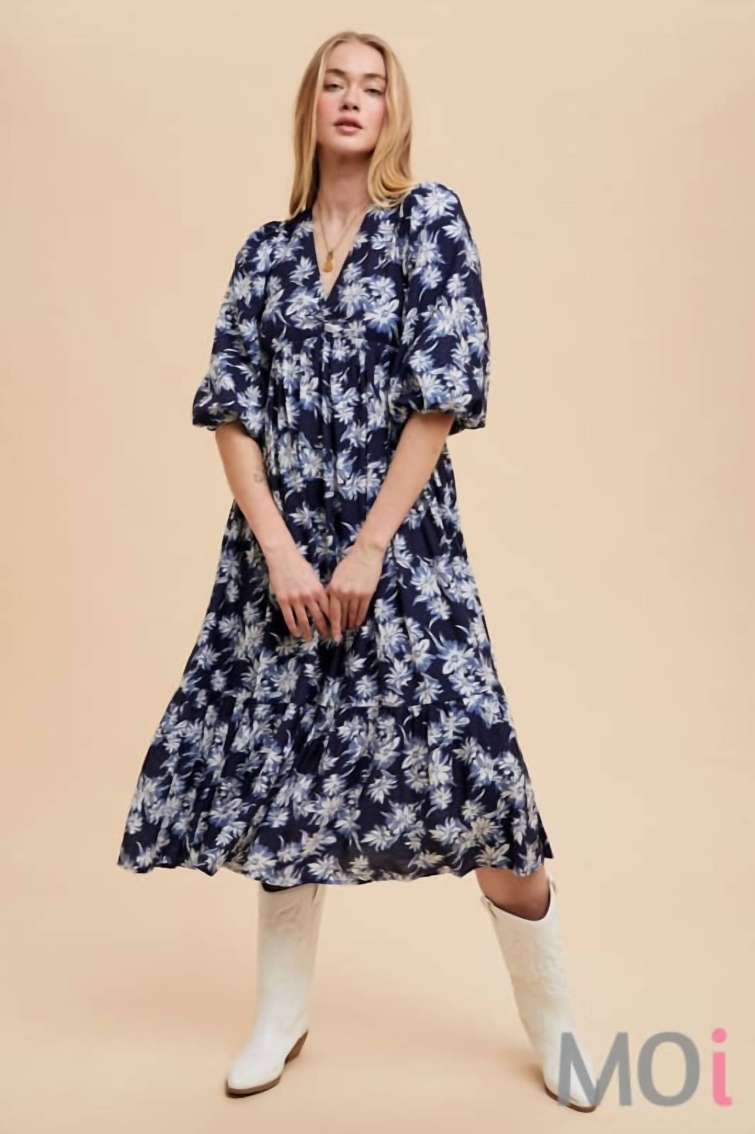 In-Loom - V-neck Midi Dress