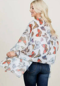 La Soul - Women's Colorful Butterfly Print On Lightweight Scarf
