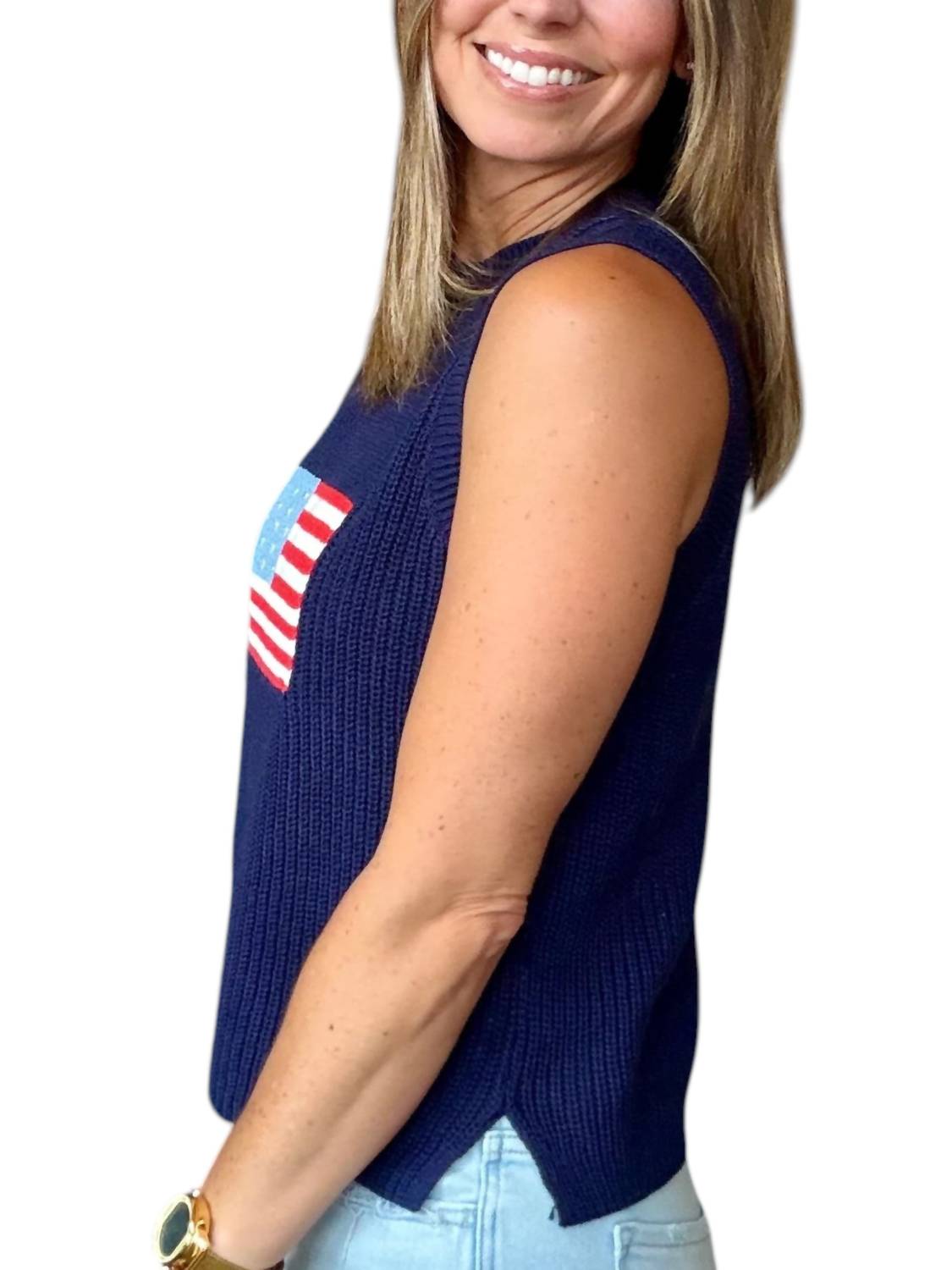 Buttermelon - Flag Print Knitted Sleeveless Sweater