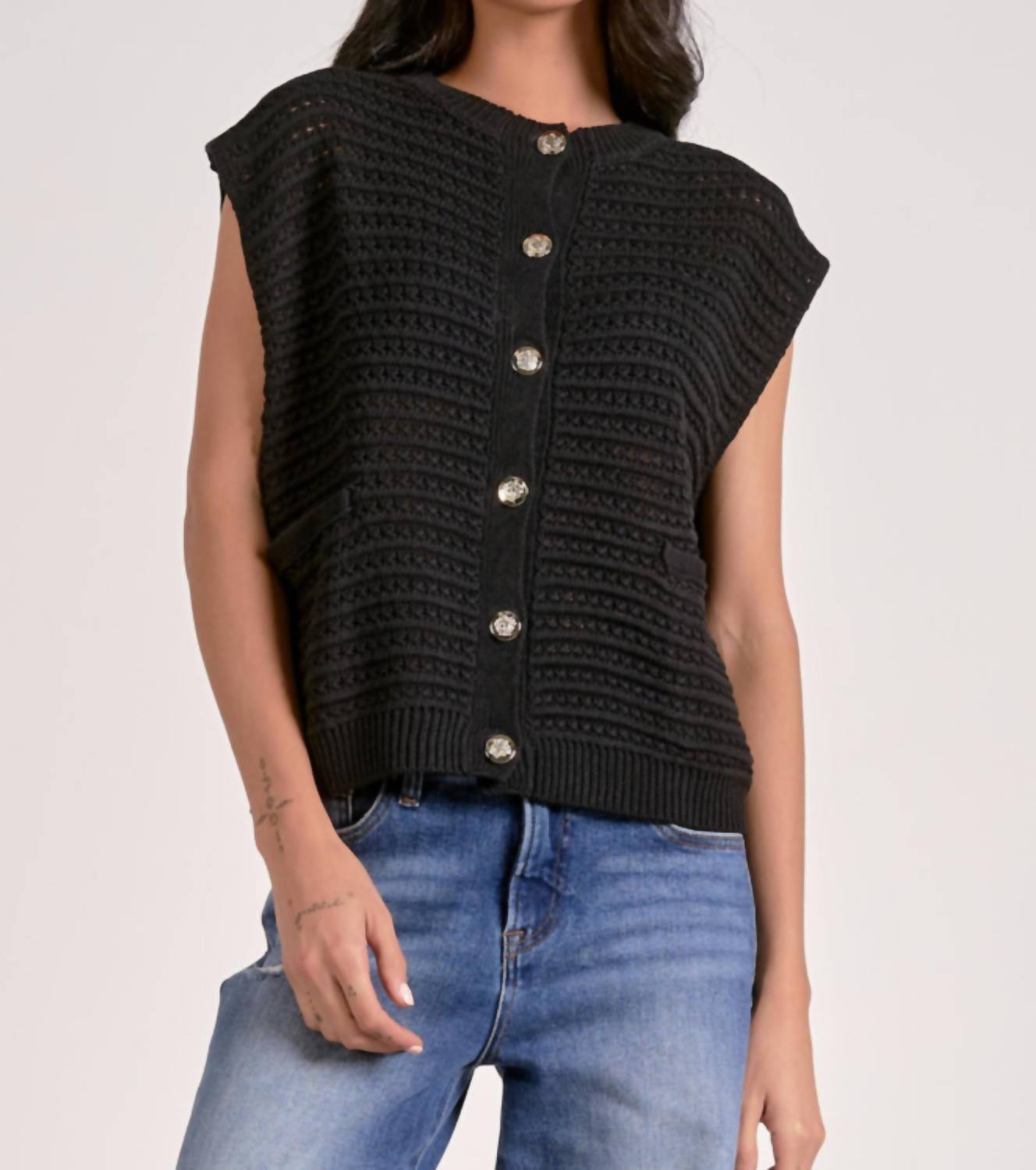 Elan - Textured Sleeveless Cardigan