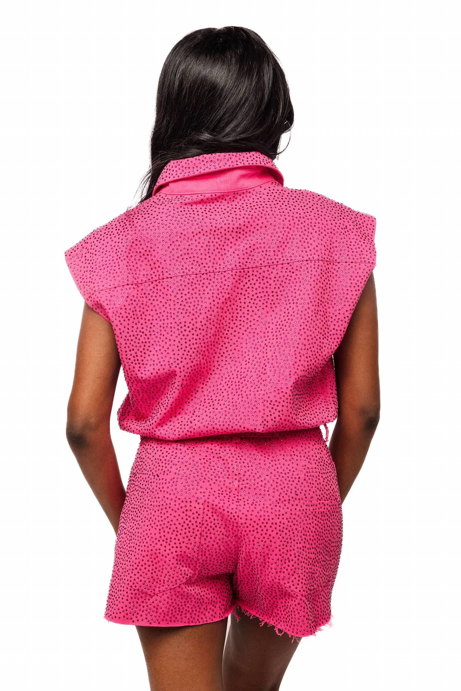 Queen Of Sparkles - Rhinestone Button Up Romper