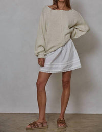 By Together - Woven Cotton Lace Trim Mini Skirt