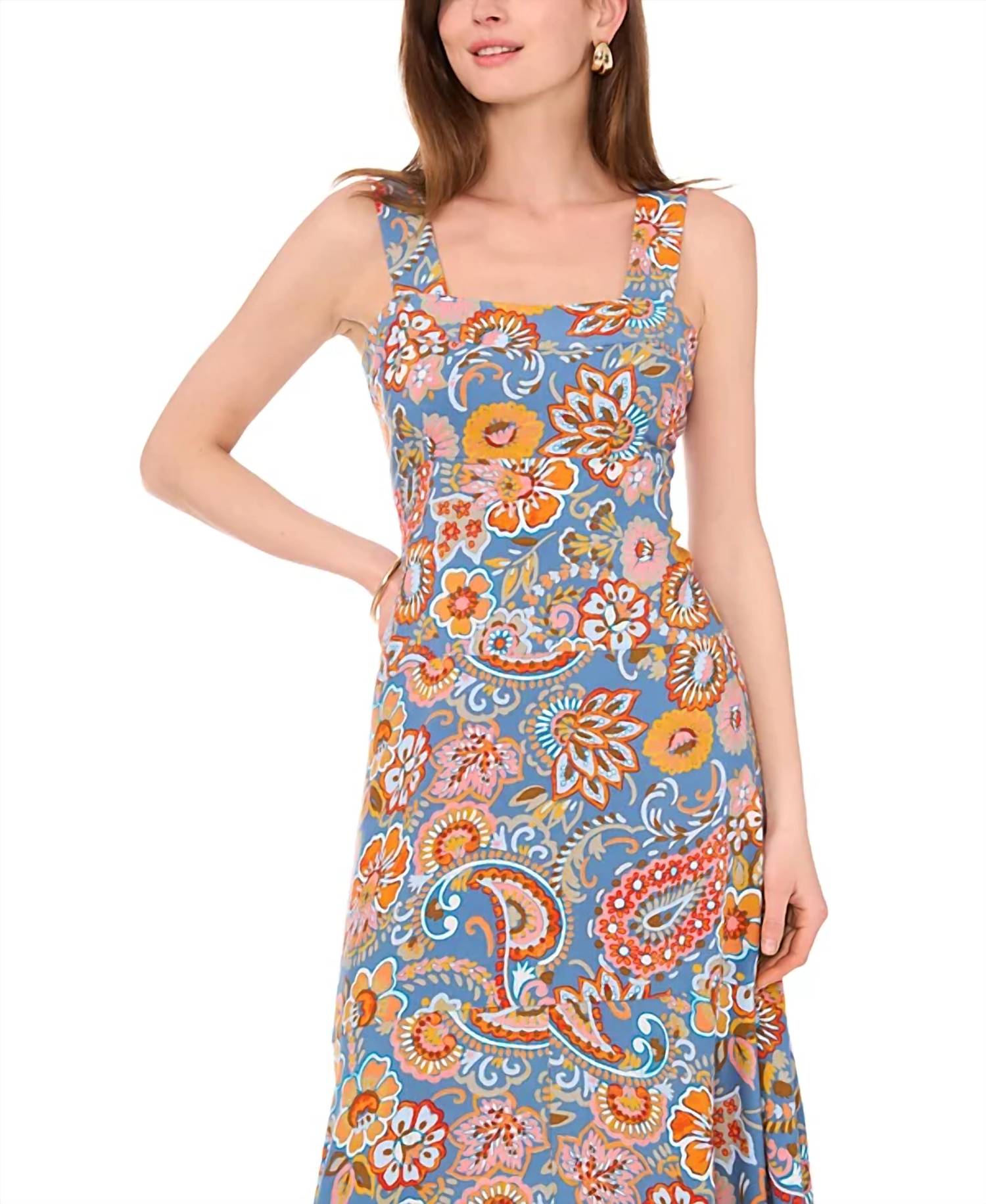 Vince Camuto - Floral Square Neckline Maxi Dress
