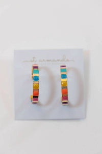 St. Armands Designs Of Sarasota - Women's Enamel Striped Hoop Statement Earrings