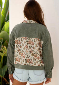 Legend Or Lies - Ribbed Retro Floral Patchwork Shirt Jacket