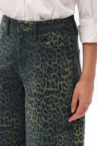 Bayeas - High Rise Leopard Print Barrel Leg Jeans