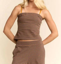 Davi & Dani - Striped Knit Cami & Wide-leg Pants Set