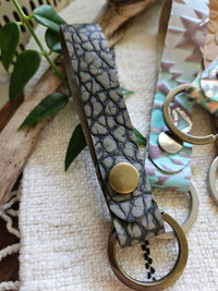 Native Leather Co - Unisex Hand-cut Embossed Pebble Leather Key Fob