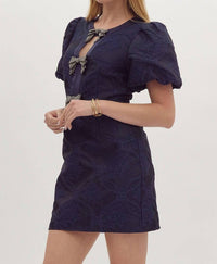 entro Tinsley Mini Dress in blue - women's dress - detail view