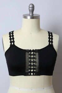 Leto - Women's Boho Eye Lace Applique Bralette - Plus
