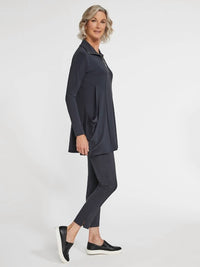 Sympli Women's Double Take Tunic Top in black - women's long sleeve top - alternate view