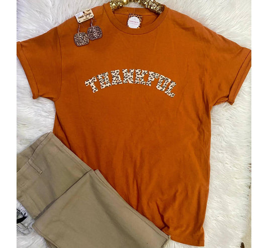 Vintage Blonde - Burnt Leopard Thankful Graphic Tee