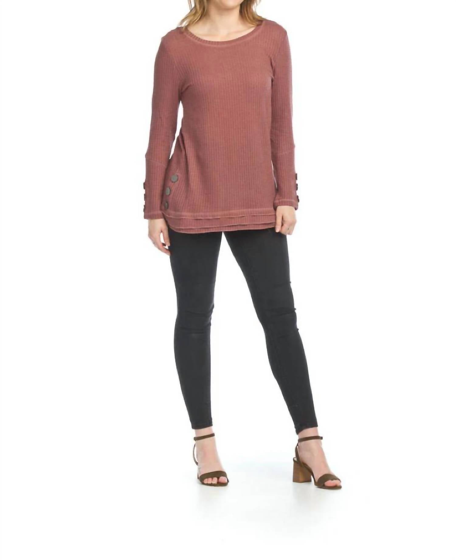 Papillon - Waffle Top With Button Detail