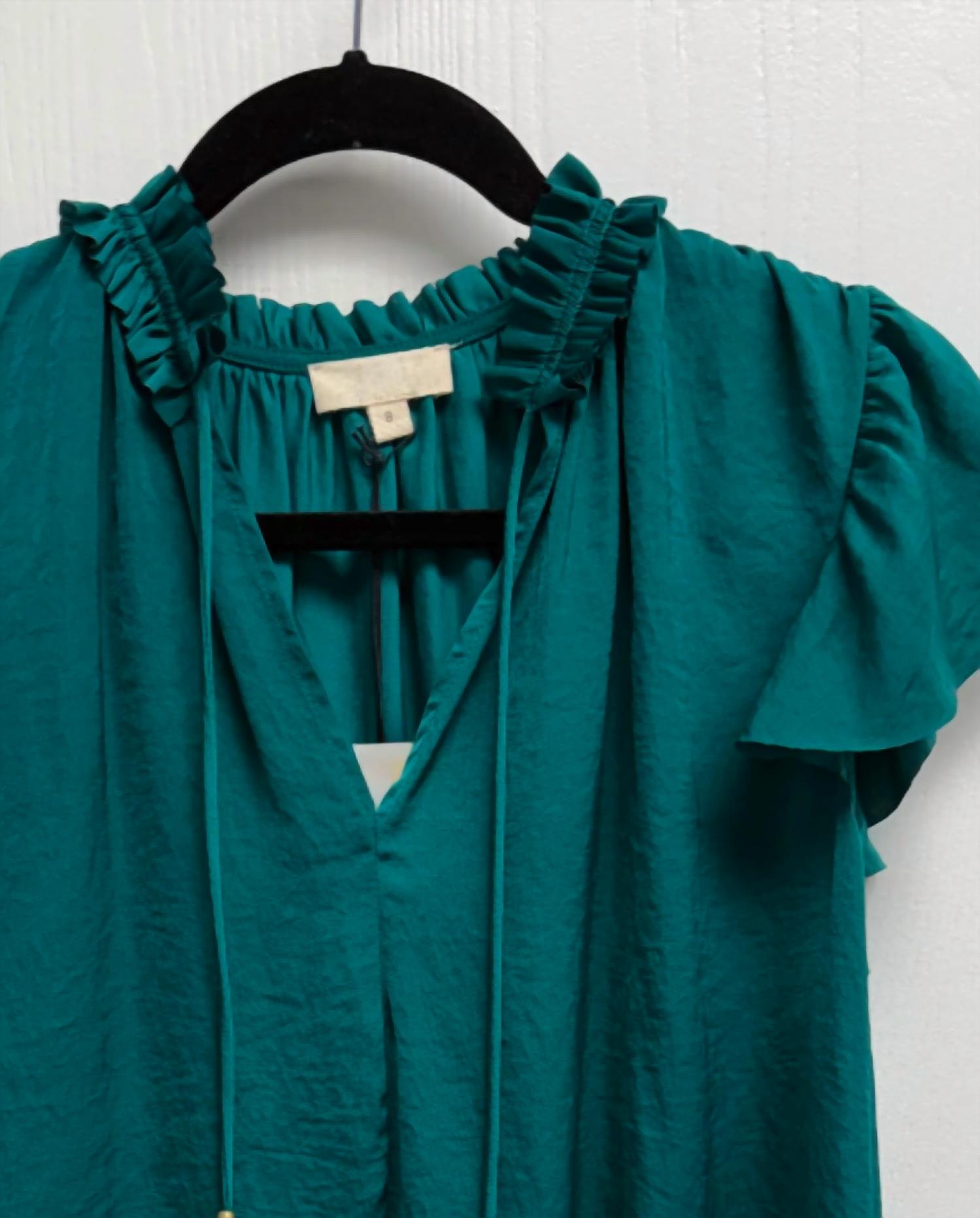 Elan - Women's Cynthia Short Sleeve Ruffle Blouse