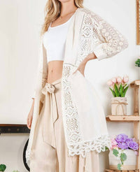 Blue Velvet - Women's Lace Inset Cardigan