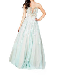 Terani Couture - Plunging Illusion Neckline Prom Dress