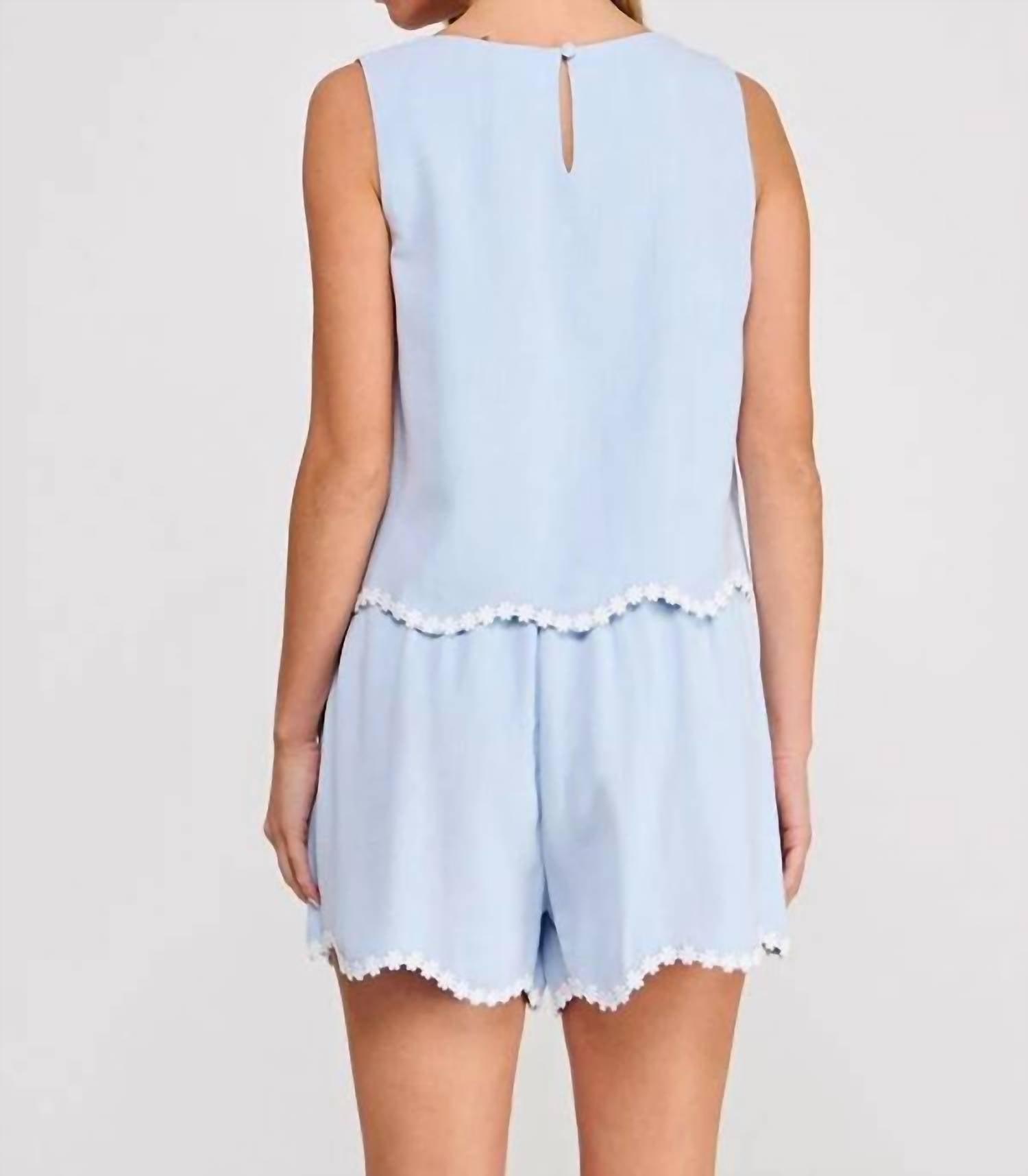 Allie Rose - Women's Wavy Crochet Trim Top