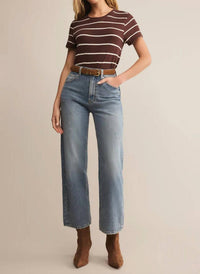 Z Supply Foundation Premium Striped Tee in sandalwood - women's t-shirt - view 5