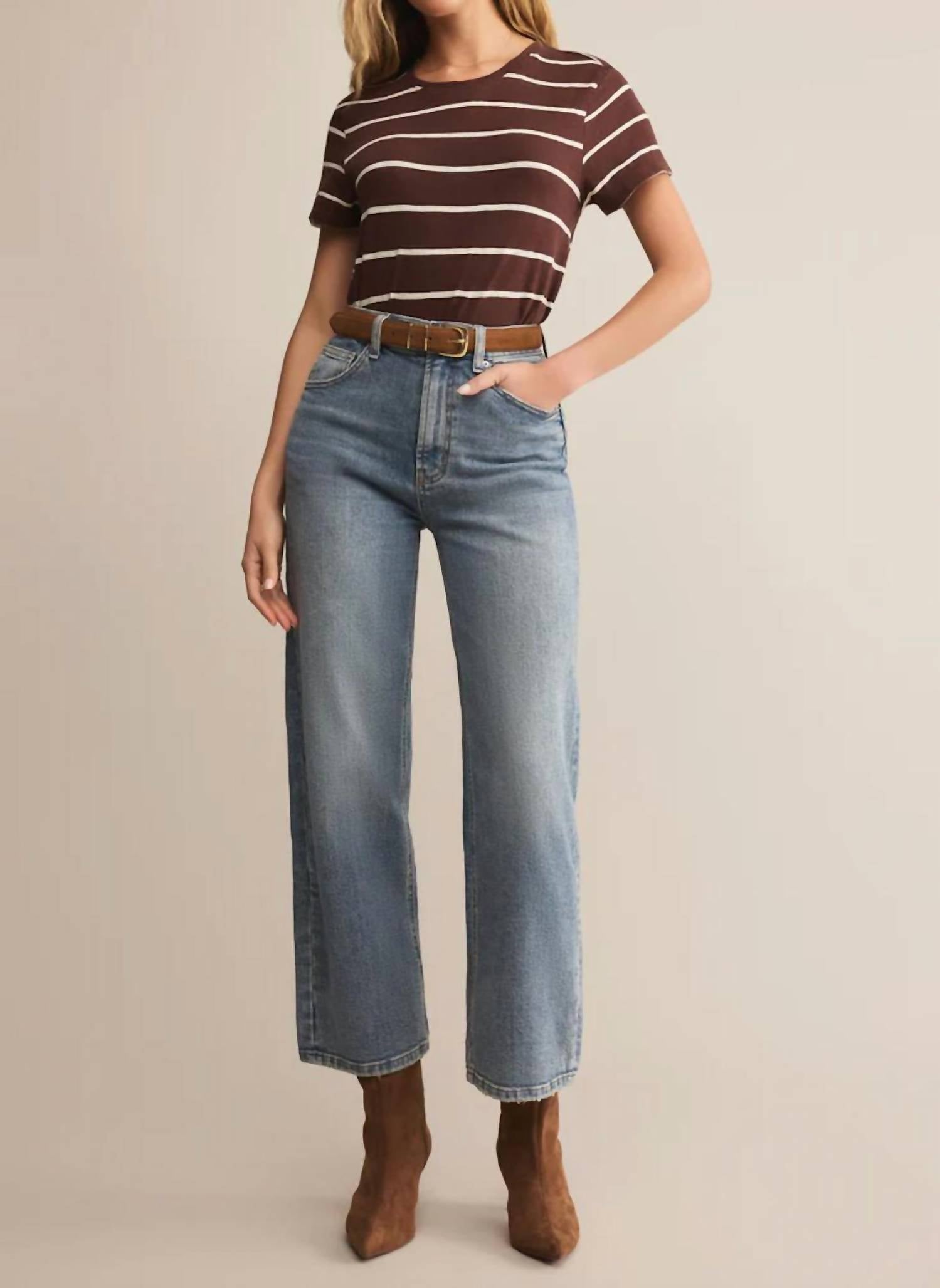 Z Supply Foundation Premium Striped Tee in sandalwood - women's t-shirt - view 5