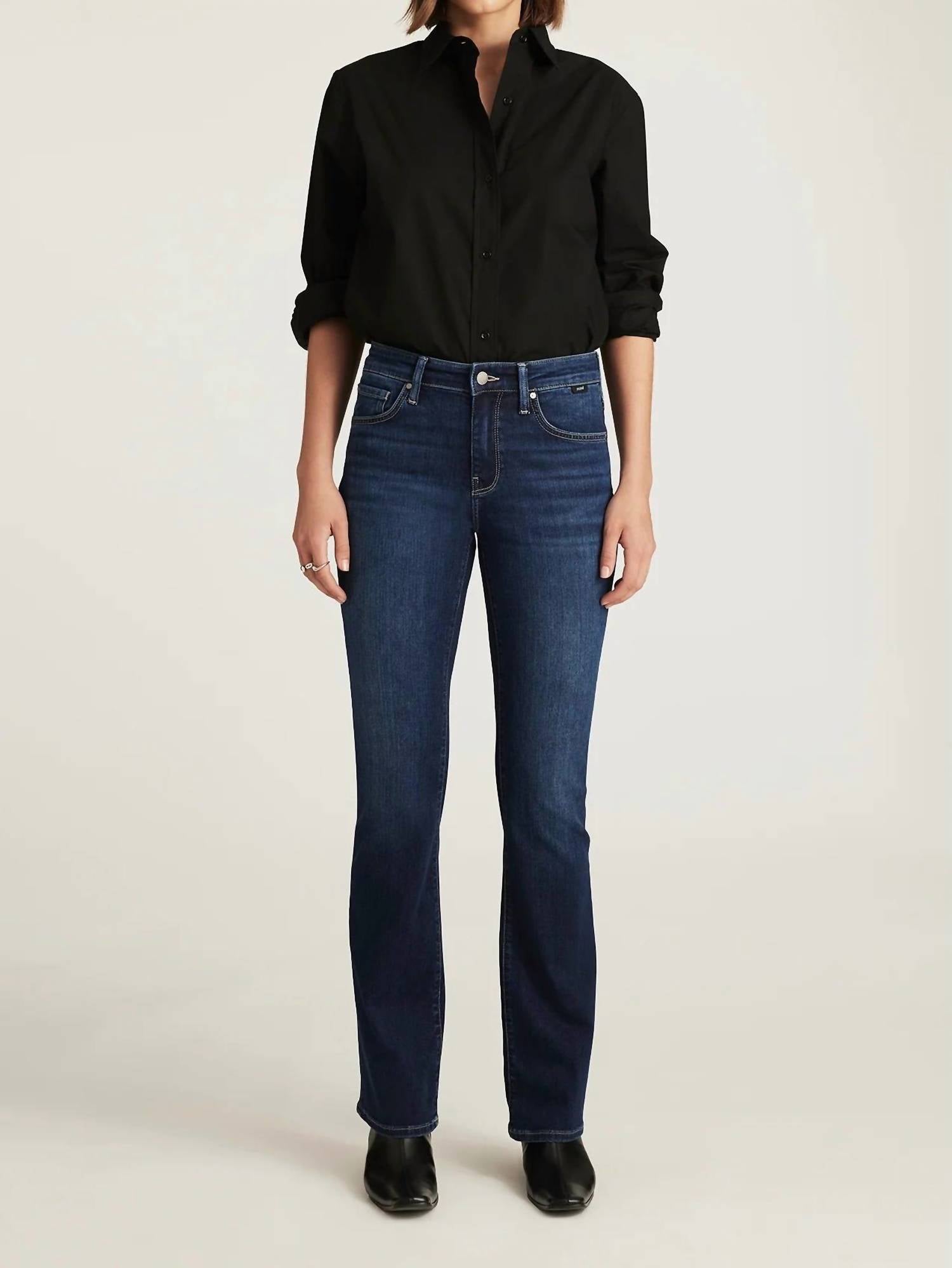 mavi Molly Deep Brushed Jeans in ink feather luxe - women's jeans