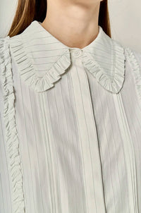 English Factory - Women's Classic Pintuck Ruffle Shirt