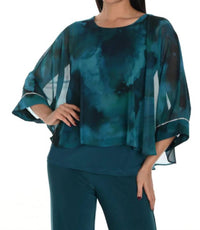 Frank Lyman - Watercolor Crystal Cuffed Blouse