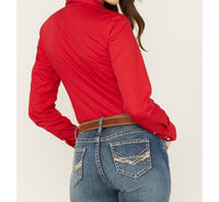Wrangler Button-down Western Shirt in red - women's shirt - detail view