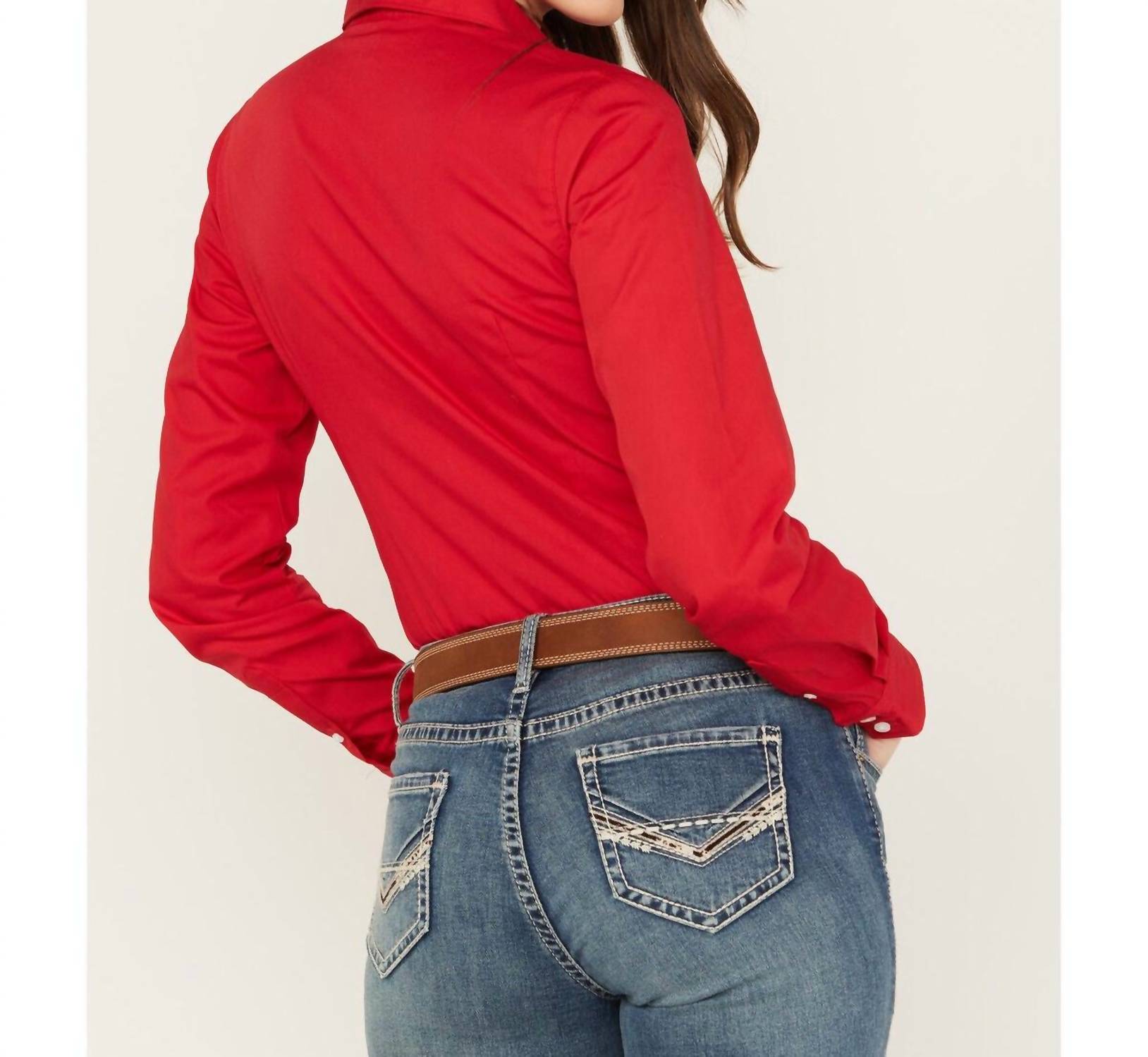 Wrangler Button-down Western Shirt in red - women's shirt - detail view