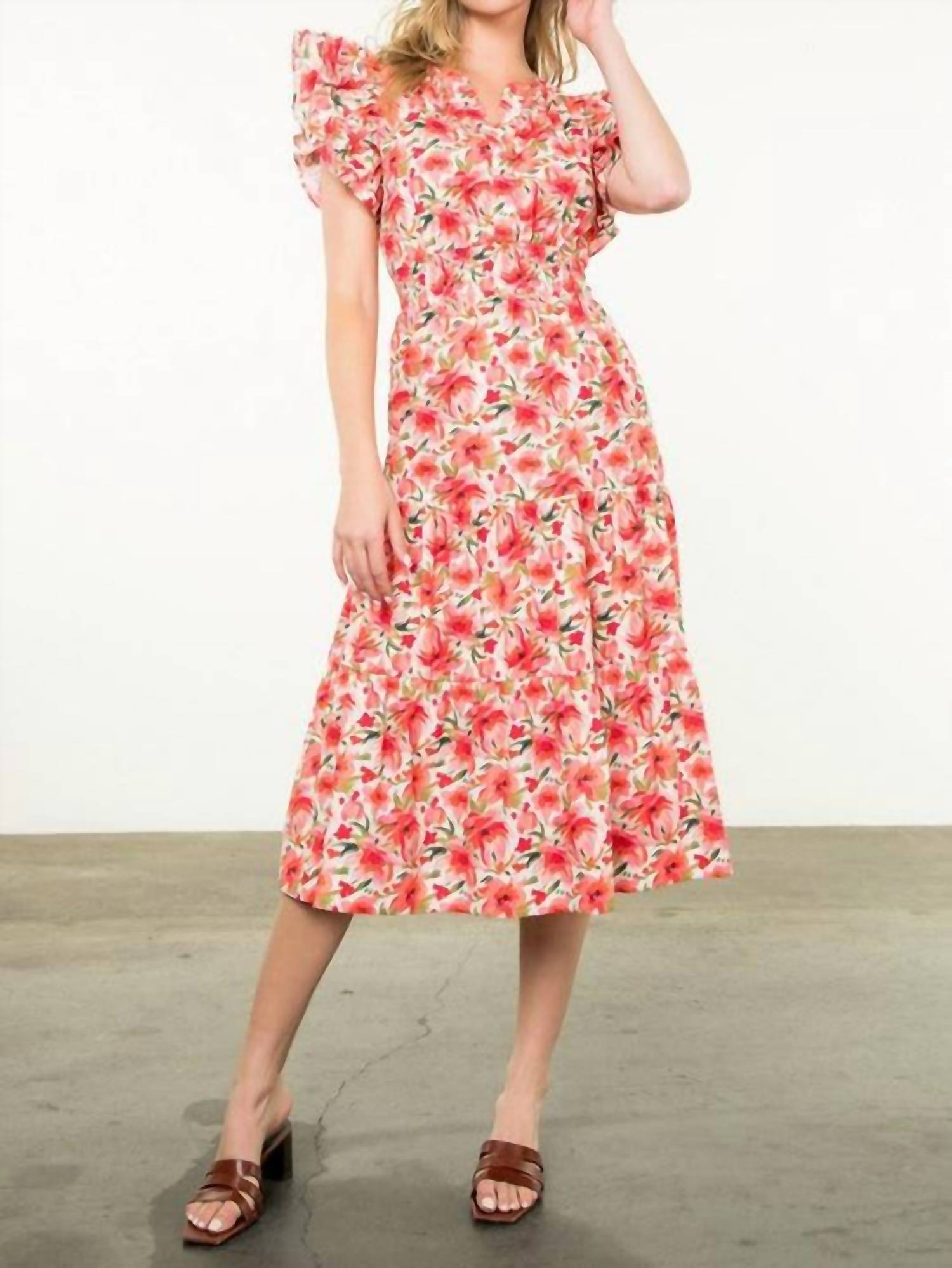 Thml - Ruffles And Floral Midi Dress