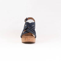 Clarks Women's Sabina Sling Cork-wrapped Wedge in navy nubuck - women's sandal - alternate view
