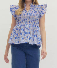 entro Women's Party Plans Top in blue - women's shirt