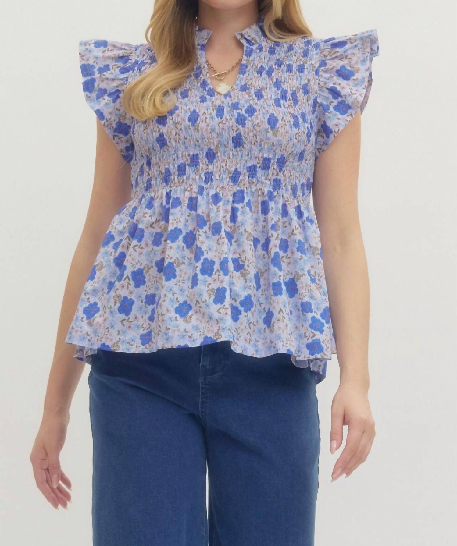 entro Women's Party Plans Top in blue - women's shirt