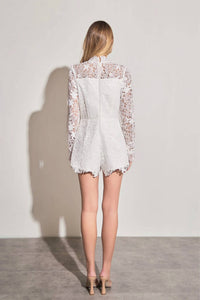 2.7 August Apparel - Endless Rose High Neck Lace Romper