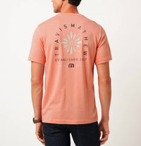 TravisMathew Deco Short Sleeve Tee in terracotta - men's t-shirt - detail view