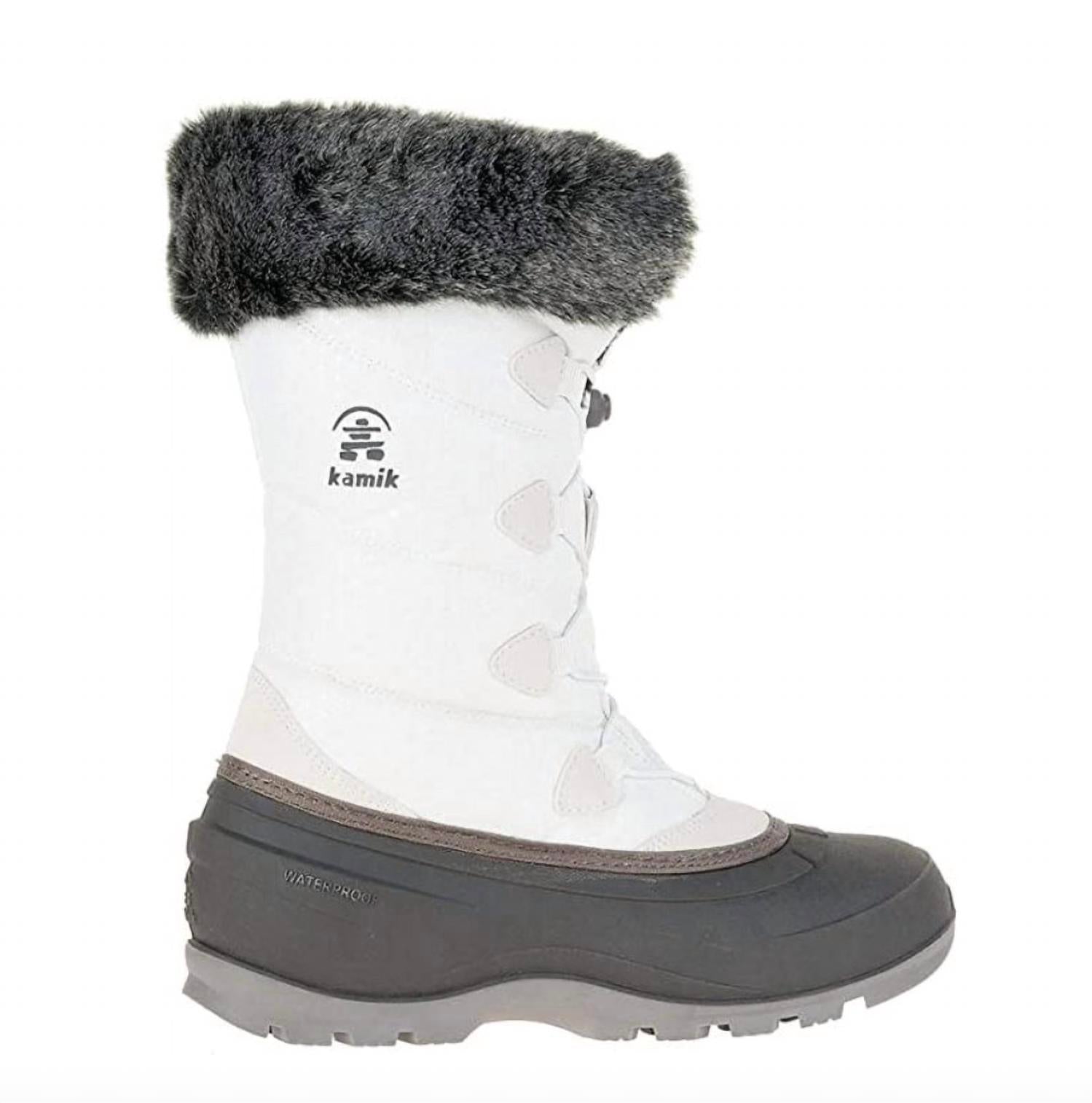 Kamik - Women's Momentum2 Pull On Rounded Toe Waterproof Fur Trim Ankle Snow Boots