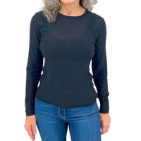 Kinross Sequin Crew Top in black - women's long sleeve top