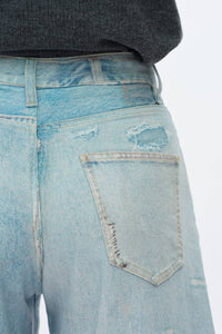 Bayeas High Rise Patchwork Barrel Leg Jeans in light blue - women's jeans - view 9