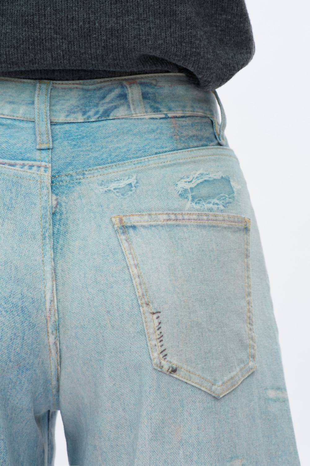 Bayeas High Rise Patchwork Barrel Leg Jeans in light blue - women's jeans - view 9