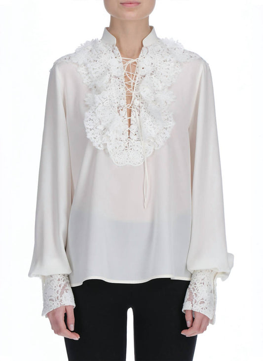 Silk Lace Tie Blouse