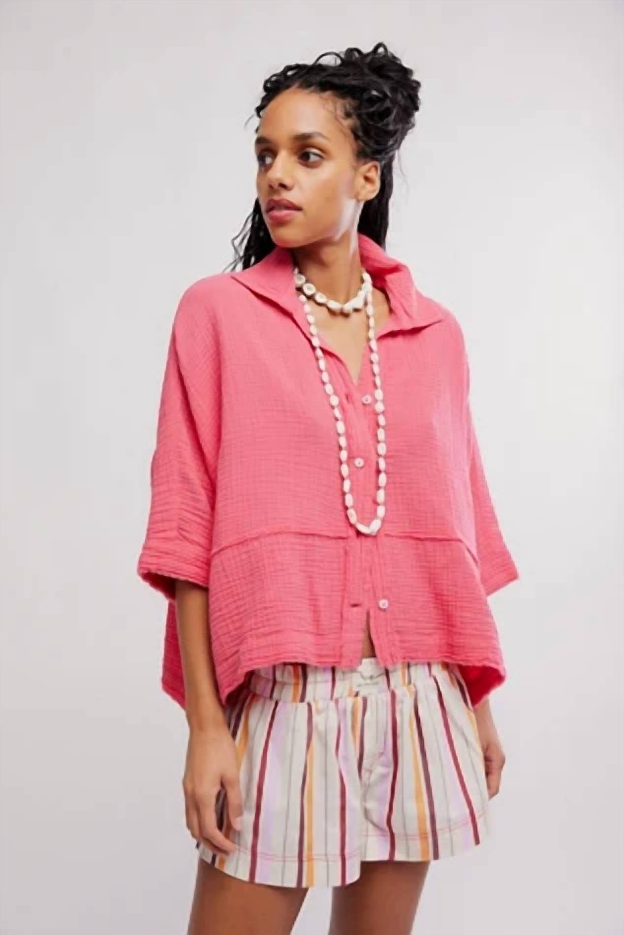 Free People - Happy Days Button-front Top