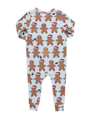 PINK CHICKEN Kid's Bamboo Romper in light blue gingerbread - kids' sleepwear