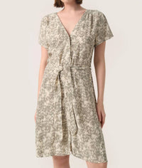 Soaked In Luxury - Sylvia V-neck Short Sleeve Belt Mini Dress