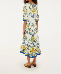 Farm Rio - Emily Floral Tapestry Drawstring Midi Dress