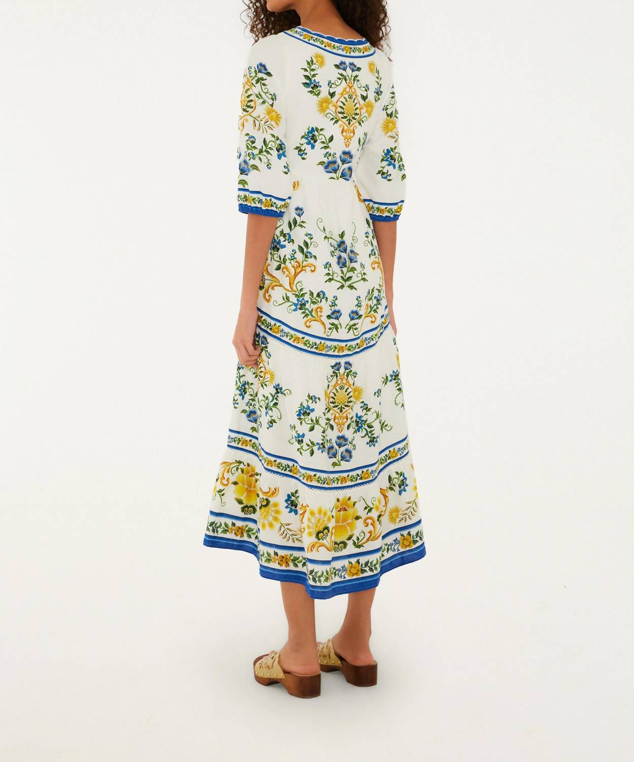 Farm Rio - Emily Floral Tapestry Drawstring Midi Dress