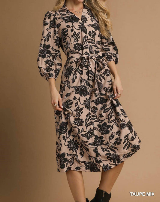Umgee - Mix Floral Print Midi Dress
