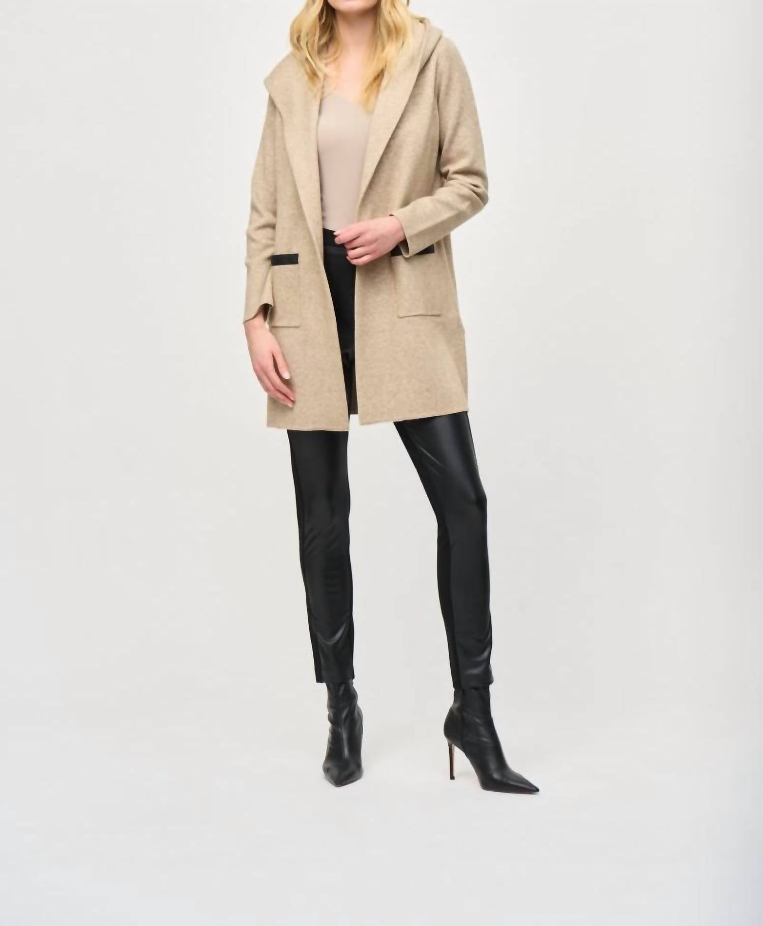 Joseph Ribkoff - Hooded Knit Cover-up Jacket