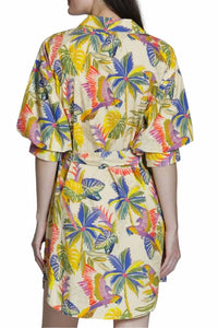 Apny - Belted Dress With Puff Sleeves